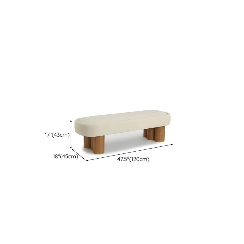 "Dimension of Scandinavian Wool Pouf in Solid Wood indoor Wool Upholstered - 1 Piece 47"L x 18"W x 17"H"