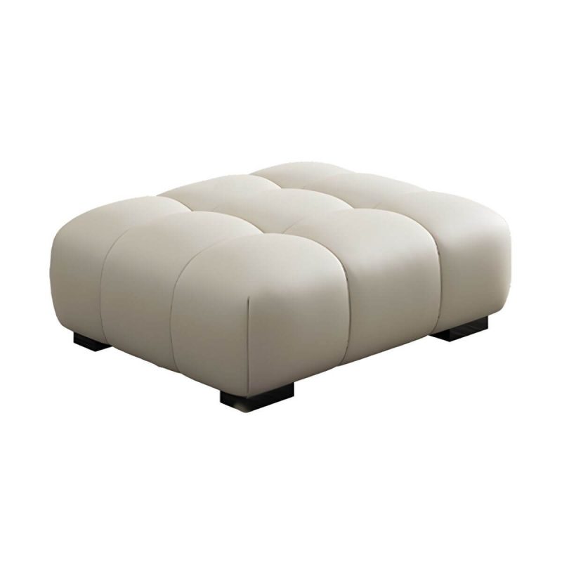 "Tufted Upholstered Modern Accent Stool with Pine Wood Legs in Solid Color - Brown 1 Piece"