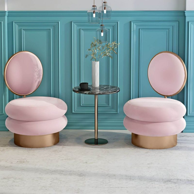 "Modern Upholstered Vanity Stool with Metal Frame and Patchwork Design - Yellow/ Green 1 Piece"