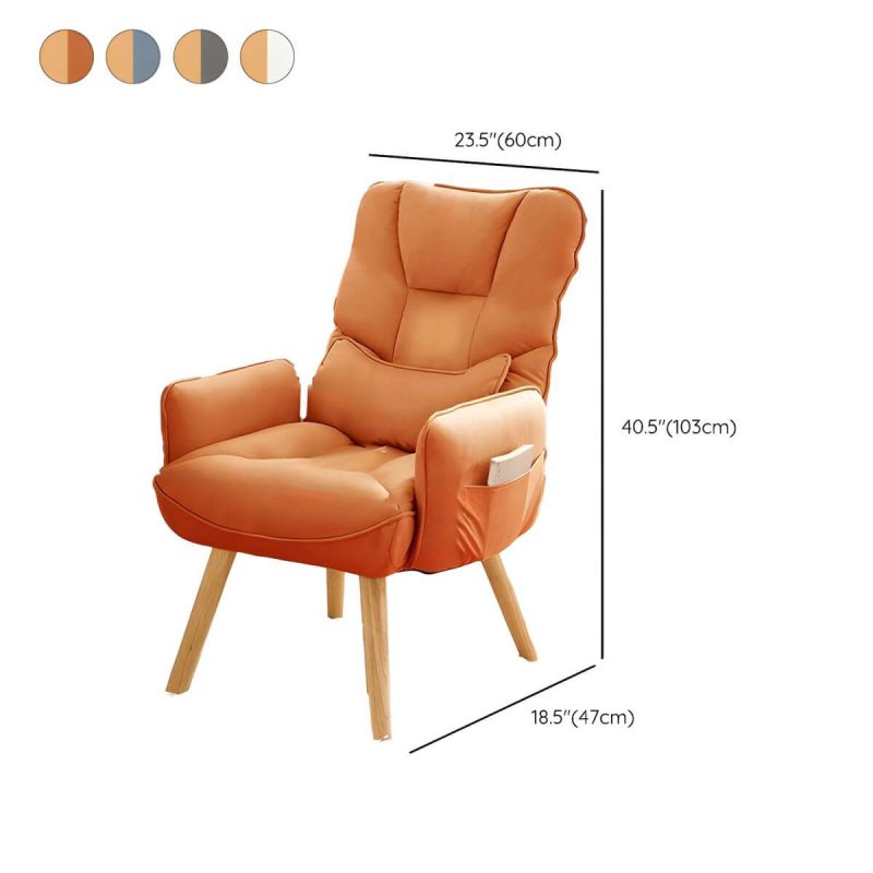 "Dimension of Modern Ergonomic Recliner with Lumbar Support and Storage Included - Orange Deck Chair"
