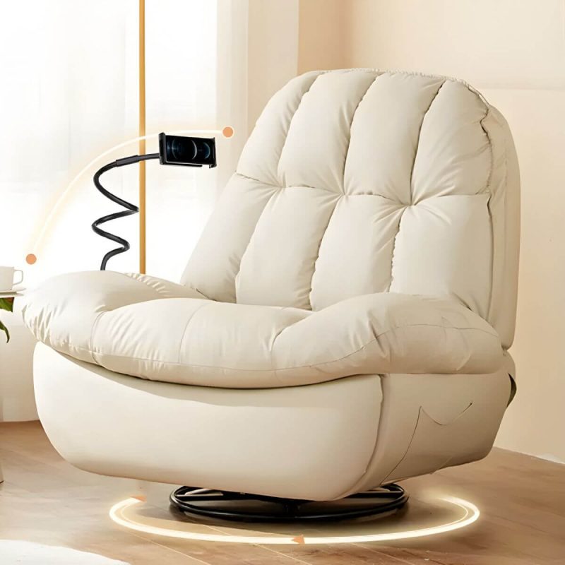 "Metal Solid Color Swivel Rocker Indoor Modern Position Lock Swivel Recliners - Beige Bracket Included Swivel Rocker Manual - Handle/Lever"