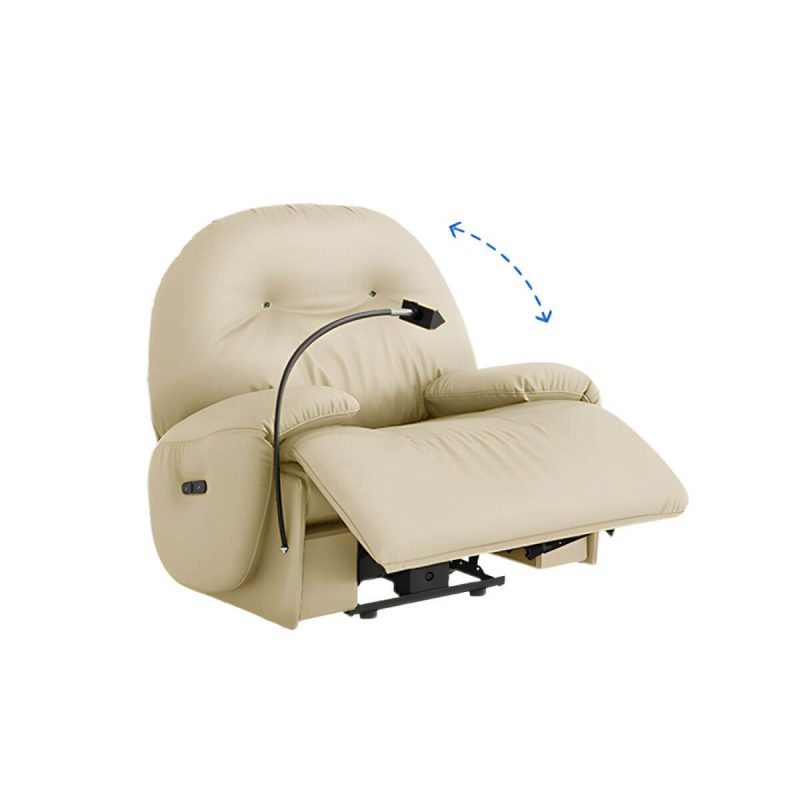 "Faux Leather Standard Recliner Power-Push Botton Massage Recliners with Storage - Yellow Fixed Rocker"