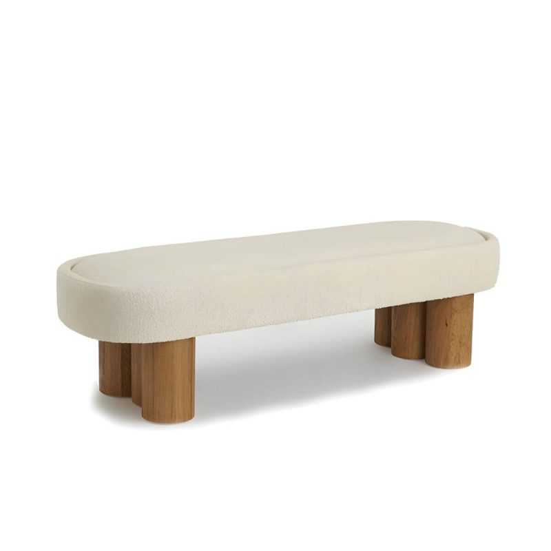 "Scandinavian Wool Pouf in Solid Wood indoor Wool Upholstered - 4 Piece Set 39"L x 18"W x 17"H"