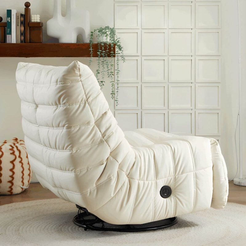"Bonded Leather Recliner Chair Solid Color Metal Indoor Storage Reclining - Dark Gray Manual - Handle/Lever"