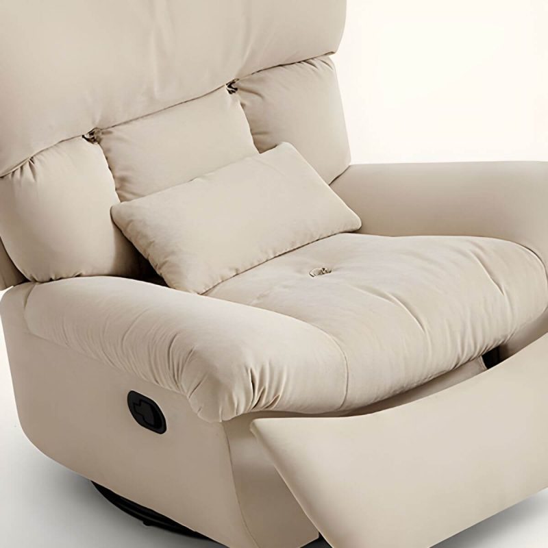 "Luxury Modern Ergonomic Recliner with Velvet Suede, Swivel Rocker Base and Lumbar Support - Lake Blue"