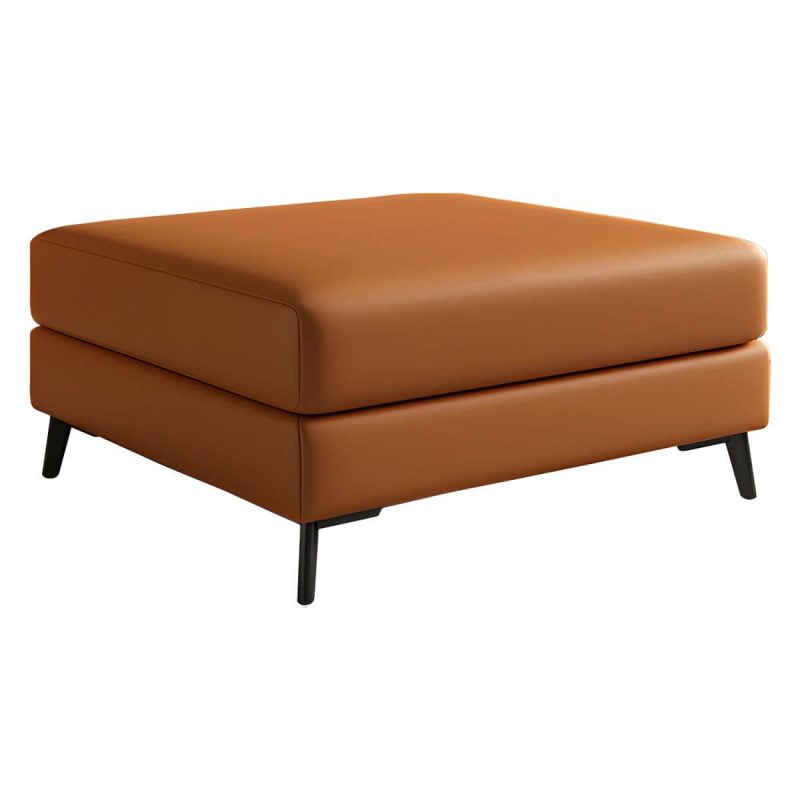 "Modern Standard Ottoman in Faux Leather with Solid Color and Wood Frame - 1 Piece Light Gray 35"L x 28"W x 16"H"