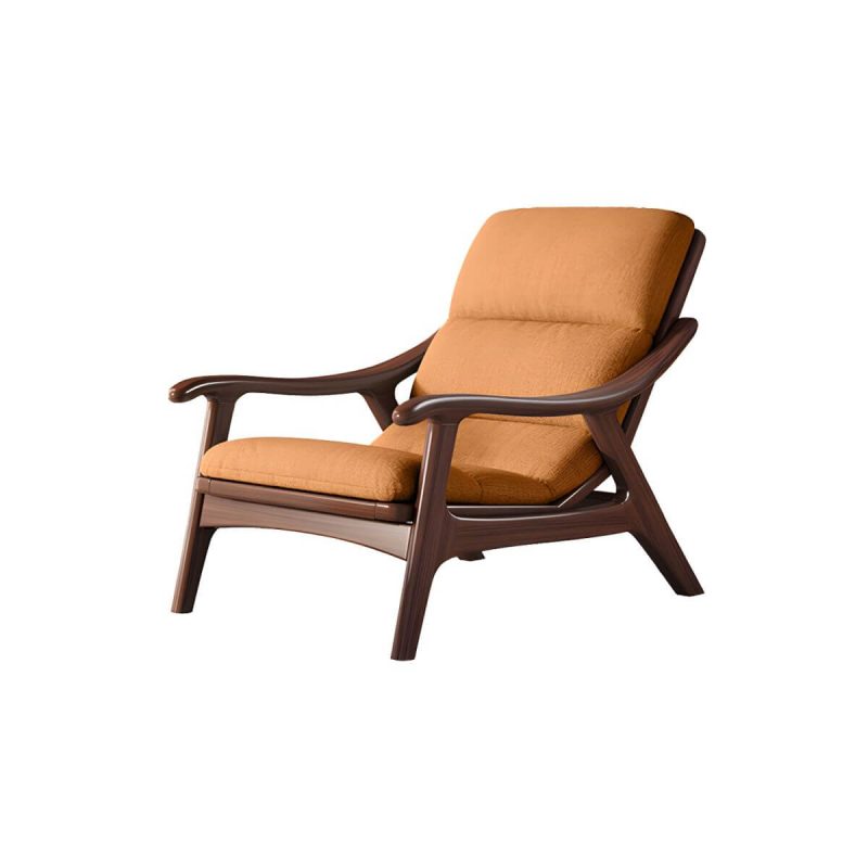 "Modern Wood Frame Recliner with Lumbar Support and Removable Cushions - Orange 29"L x 39"W x 31"H Deck Chair Tech Cloth"