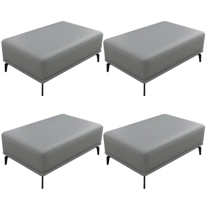 "Rectangle Footstools Genuine Leather 23.4 Inch Width Standard Foot Stool - 4 Piece Set Light Gray 39.5"L x 24"W x 16.5"H"