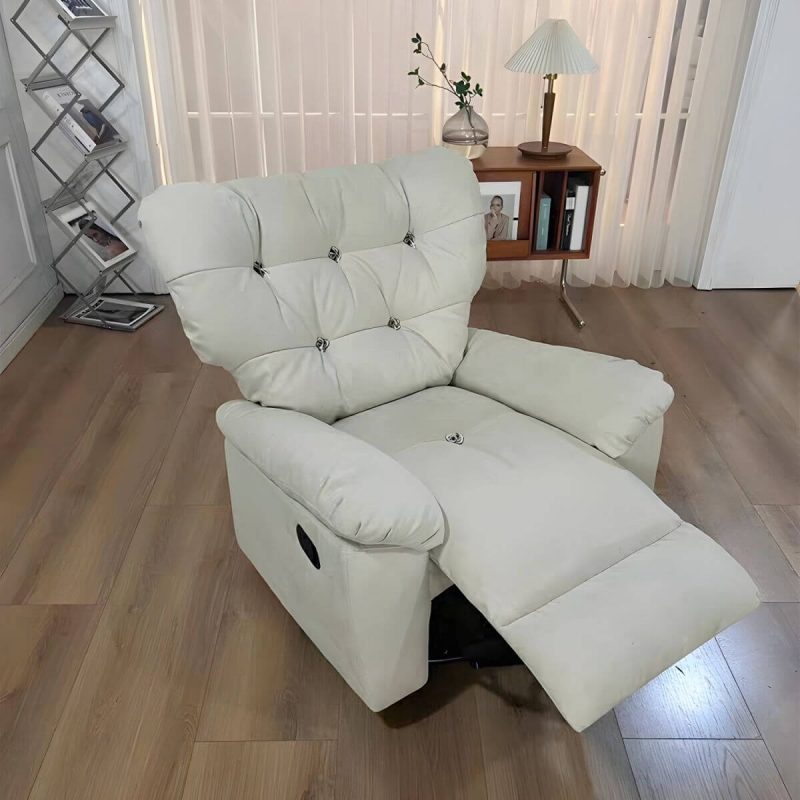 "Ergonomic Suede Modern Recliner with Tufted Back and Adjustable Lumbar Support - Power - Push Button Standard (No Motion) Gray"