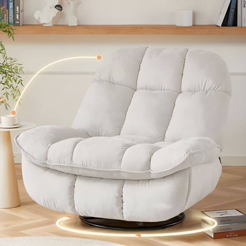 "Metal Solid Color Swivel Rocker Indoor Modern Position Lock Swivel Recliners - White Bracket Included Swivel Rocker Manual - Handle/Lever"