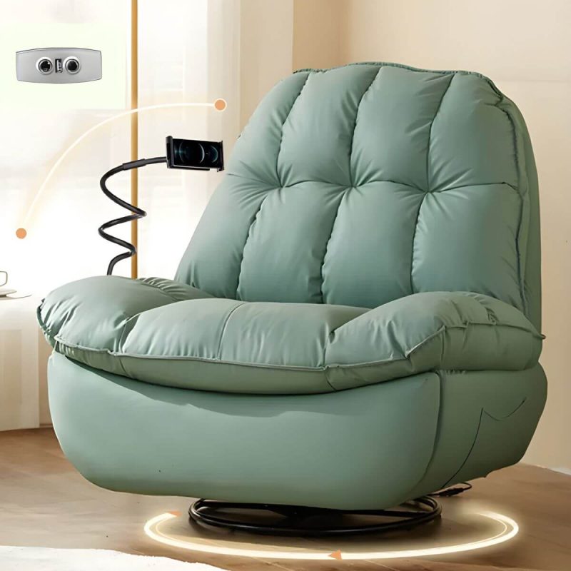 "Metal Solid Color Swivel Rocker Indoor Modern Position Lock Swivel Recliners - Green Bracket Included Swivel Rocker Power - Push Button"
