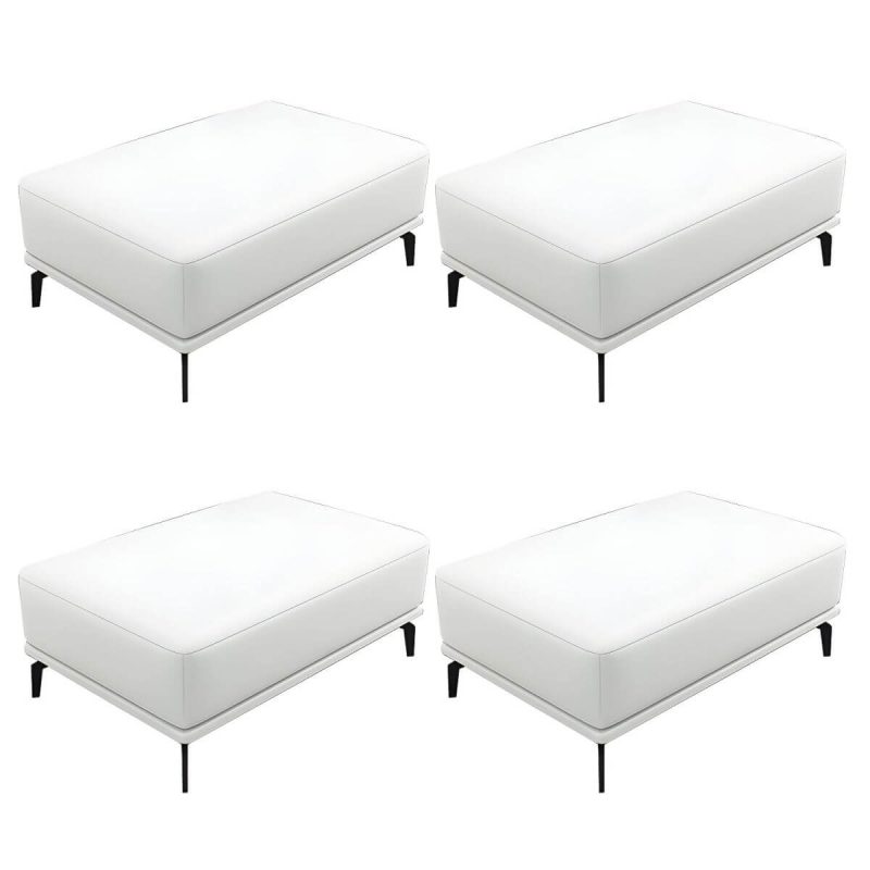 "Rectangle Footstools Genuine Leather 23.4 Inch Width Standard Foot Stool - 4 Piece Set Off-White 39.5"L x 24"W x 16.5"H"