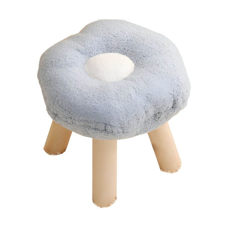 "Modern Unique Flannel Ottoman with Removable Cushion Cover and Wood Frame - 4 Piece Set White"
