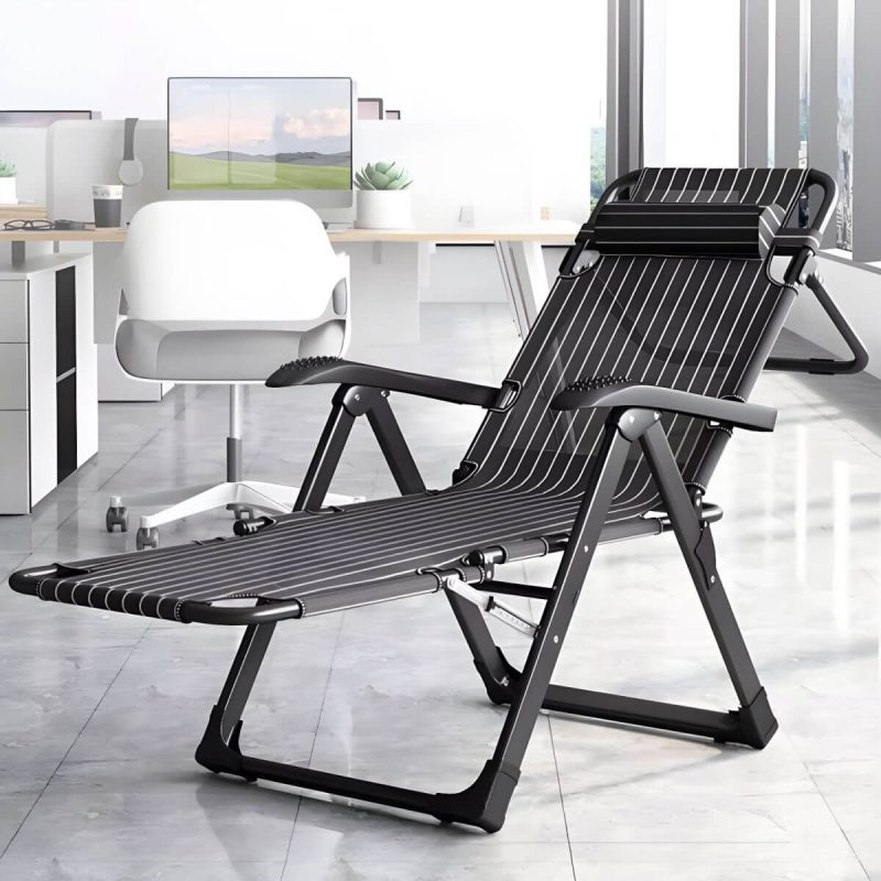 "Small Modern Recliner with Massage Function and Striped Pattern, featuring Metal Legs - Matte Black Green Recliner & Cushion"