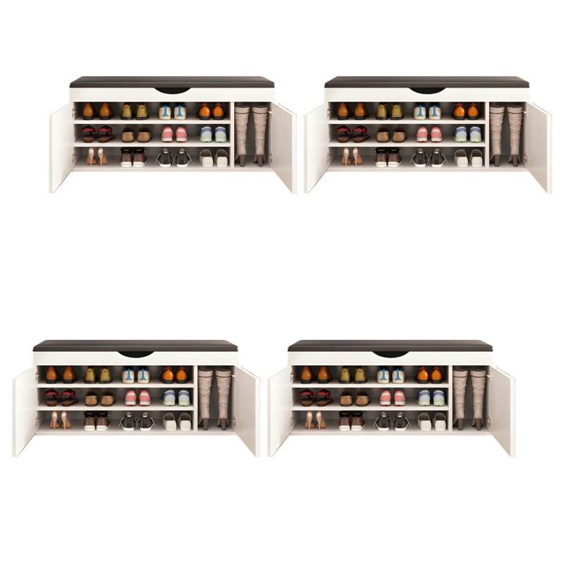 "Indoor Solid Color Contemporary Rectangle Wood with Storage Standard - 4 Piece Set White 39.5"L x 14"W x 20"H"