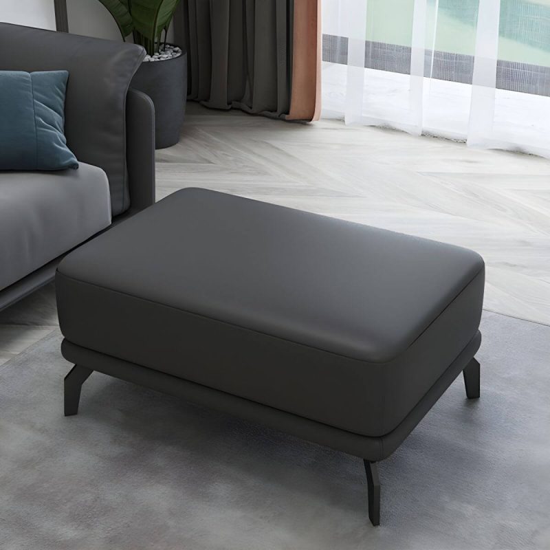 "Rectangle Footstools Genuine Leather 23.4 Inch Width Standard Foot Stool - 1 Piece Dark Gray 35"L x 24"W x 17"H"