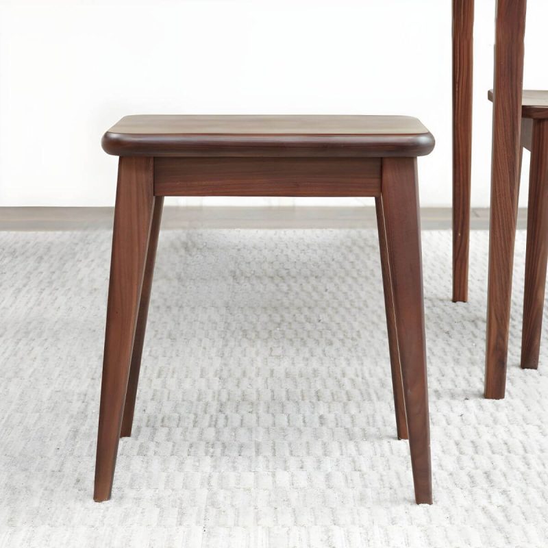 "Modern Brown Walnut Wood Utility Stool with Stackable Legs for Table Use - 2 Piece Set"