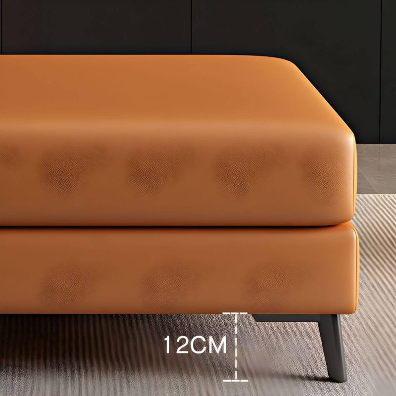 "Modern Standard Ottoman in Faux Leather with Solid Color and Wood Frame - 2 Piece Set Light Gray 35"L x 28"W x 16"H"