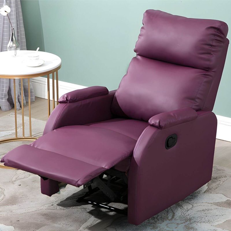 "Elegant Ergonomic Recliner Chair with Locking Back Angle Adjustment and Optional Lumbar Support - Purple"