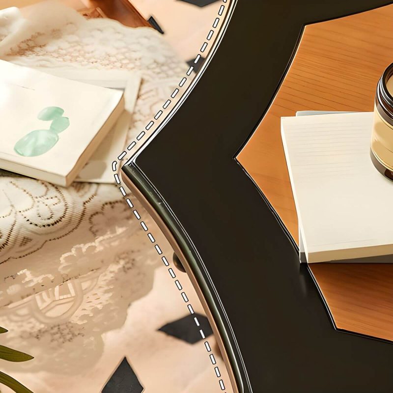 "Traditional Solid Wood Accent Side Table with Black Base and Octagon Top - Black"