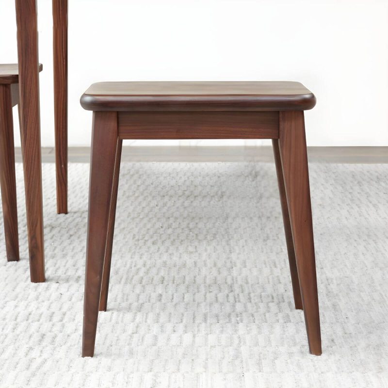 "Modern Brown Walnut Wood Utility Stool with Stackable Legs for Table Use - 1 Piece"