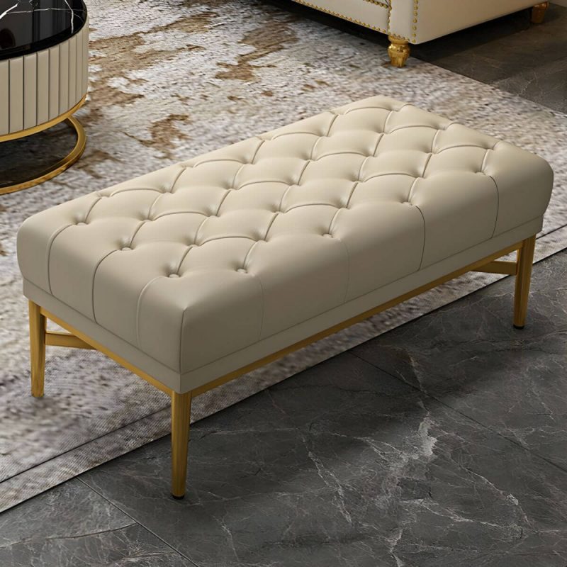 "Tufted Modern Upholstered Accent Stool with Nail Head Trim - Backless - 2 Piece Set Nappa Peacock Green"