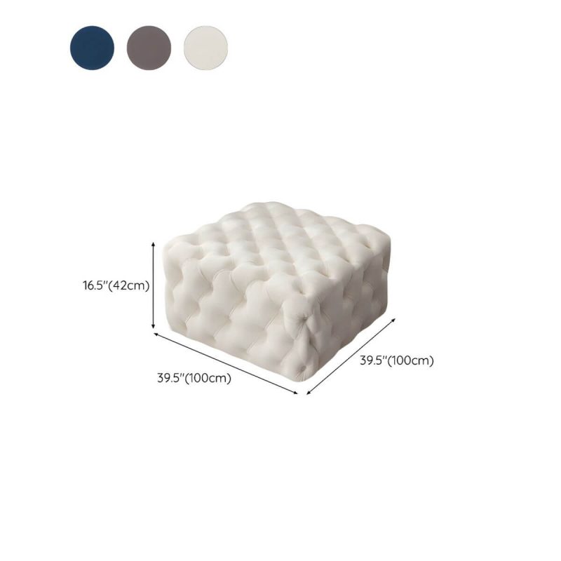 "Dimension of Tufted Upholstered Fabric Square Contemporary Solid Color Indoor Standard Footstool - 1 Piece Coffee 39.5"L x 39.5"W x 16.5"H"