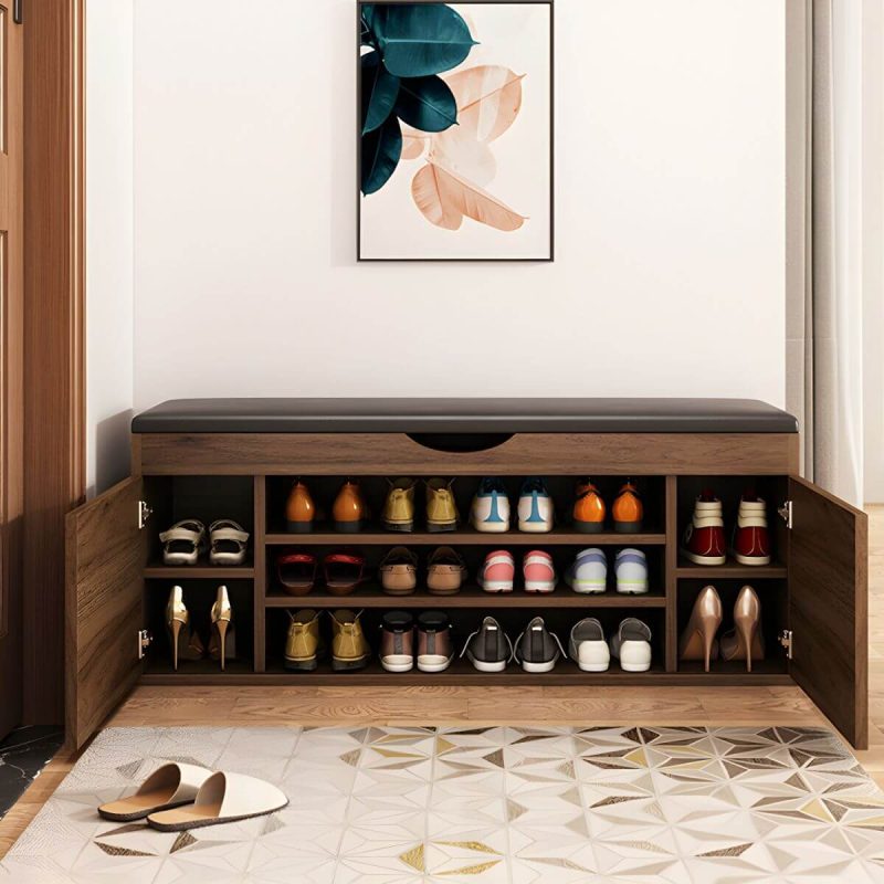 "Indoor Solid Color Contemporary Rectangle Wood with Storage Standard - 1 Piece Nut-Brown 47"L x 14"W x 20"H"