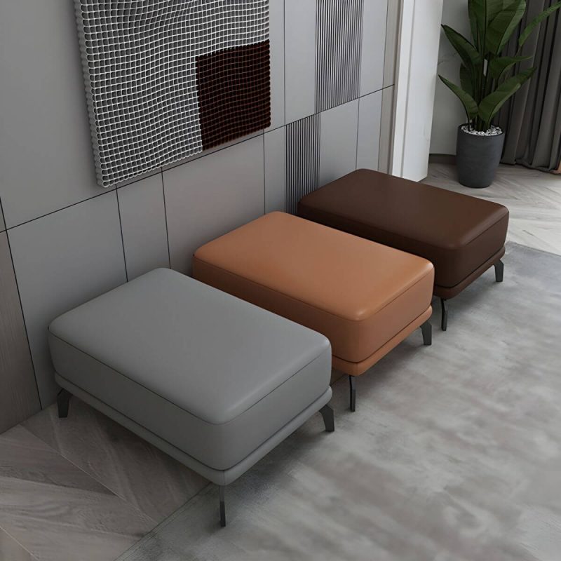 "Rectangle Footstools Genuine Leather 23.4 Inch Width Standard Foot Stool - 2 Piece Set Dark Gray 31"L x 24"W x 17"H"