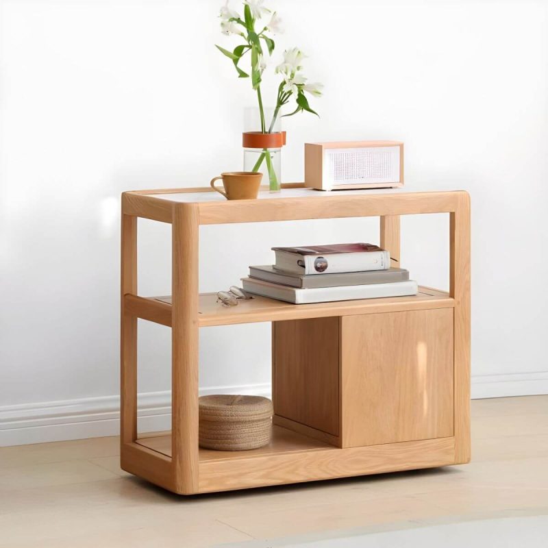 "Modern Style Marble Rectangular Table Only in White, Wheel Base with Storage Drawers Feature - Natural Finish"
