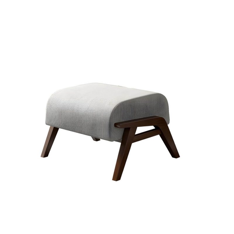 "Contemporary Solid Wood Recliner Chair in Solid Color with Wooden Legs - Deck Chair Faux Leather Brown"