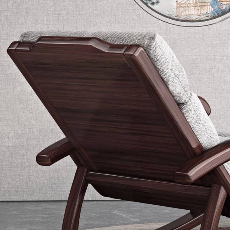 "Light Gray Art Deco Cotton Upholstered Rocking Armchair with Track Arm and Rear Back, Rocking Chair"