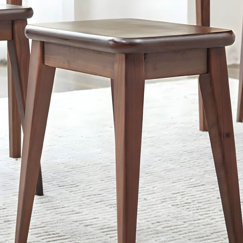 "Modern Brown Walnut Wood Utility Stool with Stackable Legs for Table Use - 1 Piece"
