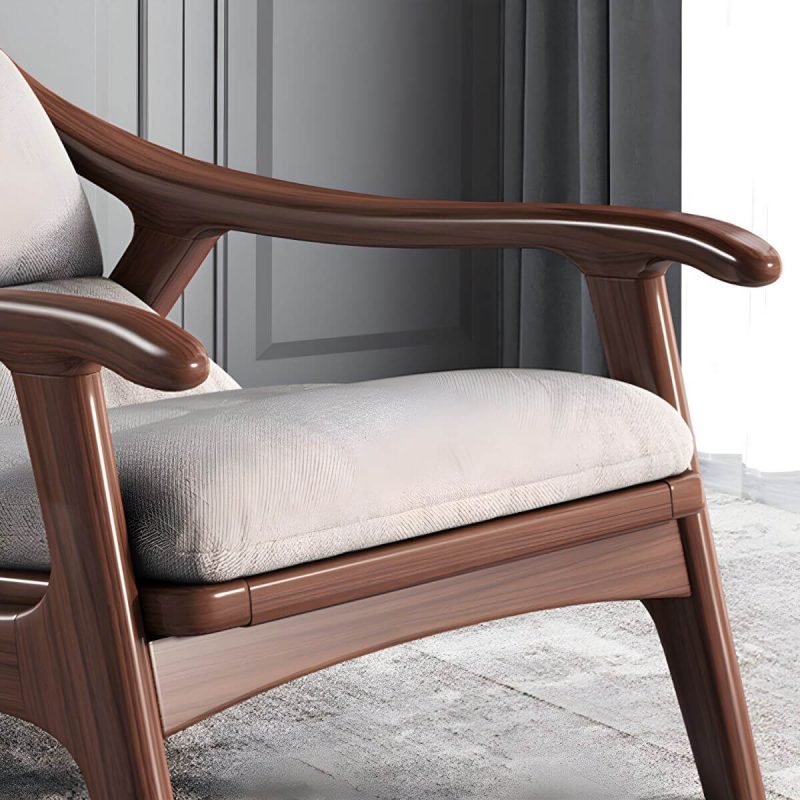 "Modern Wood Frame Recliner with Lumbar Support and Removable Cushions - Gray/ White 27"L x 52"W x 30"H Deck Chair Tech Cloth"