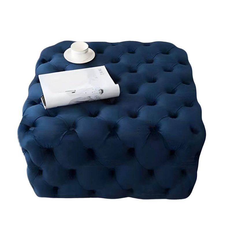 "Tufted Upholstered Fabric Square Contemporary Solid Color Indoor Standard Footstool - 1 Piece Royal Blue 35.5"L x 35.5"W x 16.5"H"