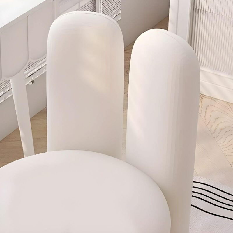 "Wooden Vanity Stool with Upholstered Seat and Back in Modern Style - Off-White 1 Piece"