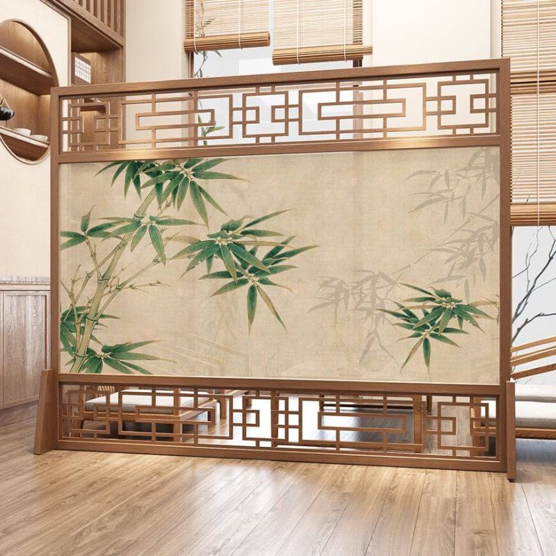 "Ash Wood Modish Translucent Freestanding Single Panel Office Divider Wall for Indoor Use, Light Walnut"