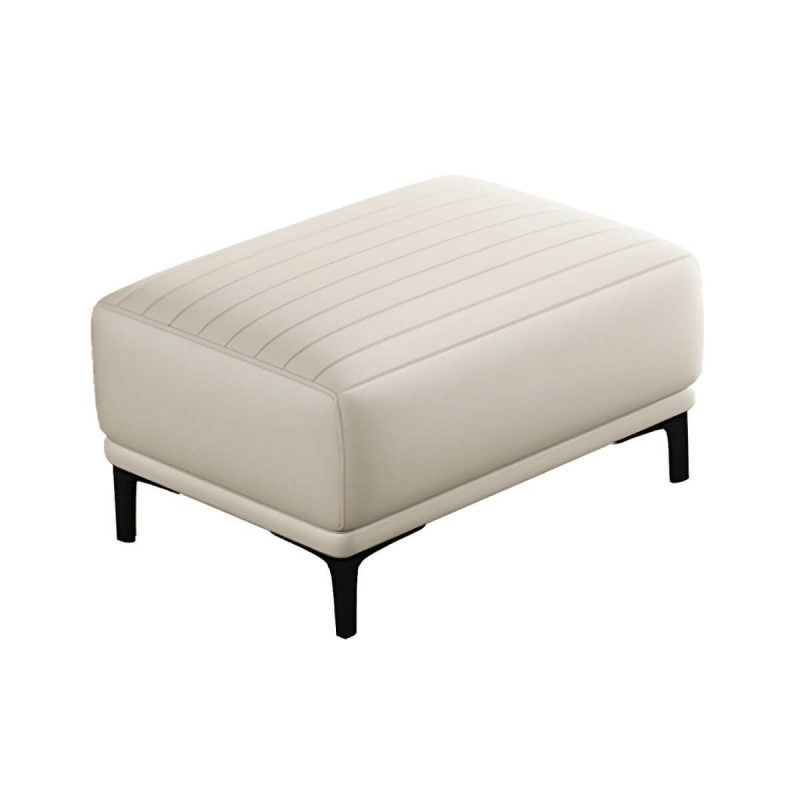 "Modern Upholstered Accent Stool with Solid Color Seat and Pine Wood Legs, Medium Height - Light Gray 2 Piece Set"