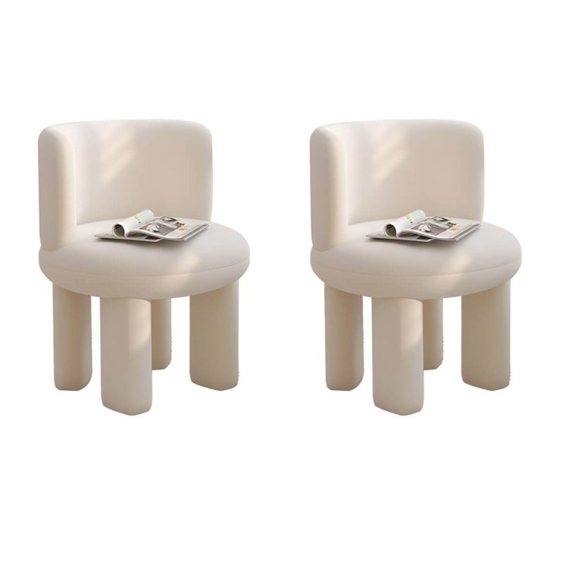 "Chic Modern Vanity Stool with Tall Upholstered Backrest and Suave Wood Base - Beige 2 Piece Set"