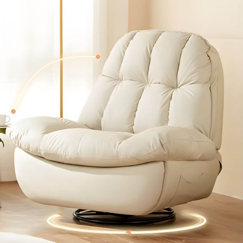 "Metal Solid Color Swivel Rocker Indoor Modern Position Lock Swivel Recliners - Beige Bracket No Included Swivel Rocker Manual - Handle/Lever"