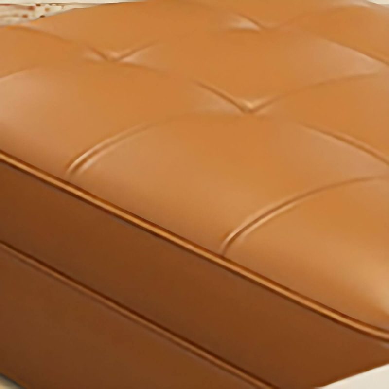 "Solid Color Genuine Leather Backless Wood and Upholstered Stool - 2 Piece Set 39"L x 28"W x 16"H Off-White Trunk Storage Not Included"