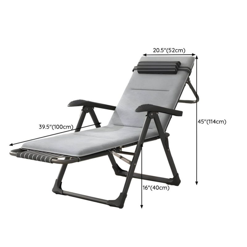 "Dimension of Small Modern Recliner with Massage Function and Striped Pattern, featuring Metal Legs - Black Gray Recliner & Cushion"