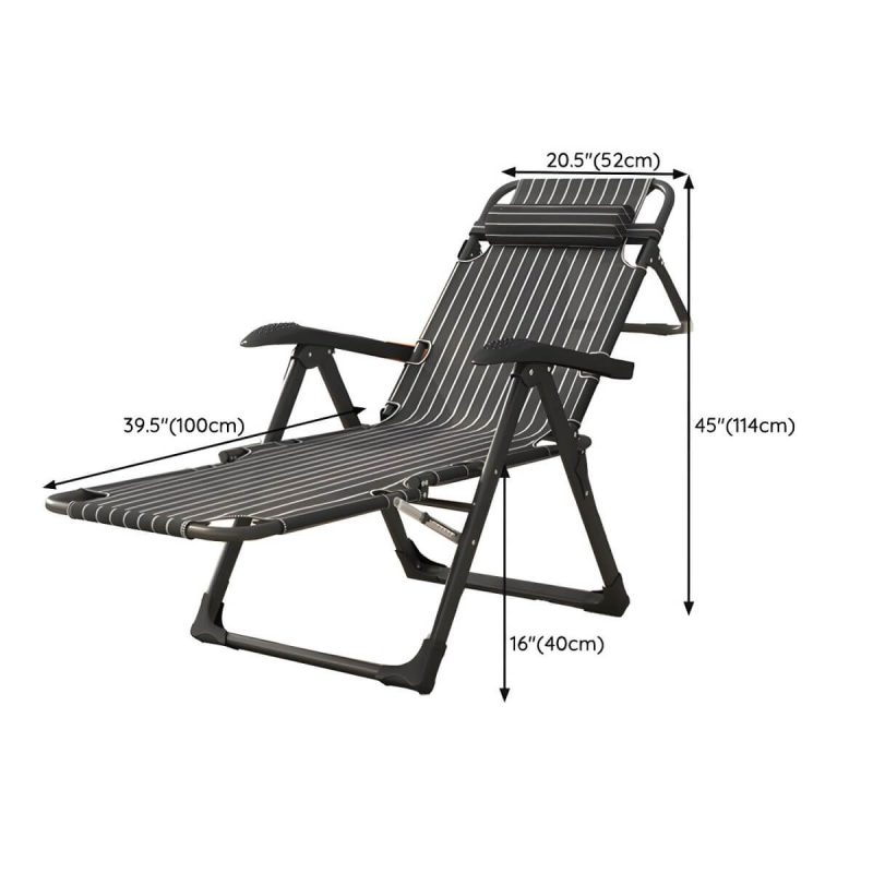"Dimension of Small Modern Recliner with Massage Function and Striped Pattern, featuring Metal Legs - Black Not Available Deck Chair"