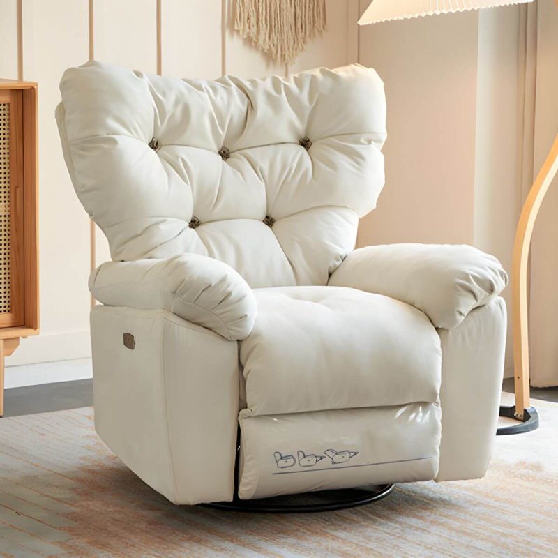 "Faux Leather Wing Chair Recliner Adjustable Wingback Recliner with Tufted Back - Gray Standard (No Motion) Manual - Push Button"