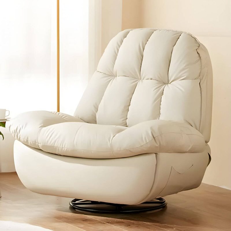 "Metal Solid Color Swivel Rocker Indoor Modern Position Lock Swivel Recliners - Beige Bracket No Included Rocker Manual - Handle/Lever"