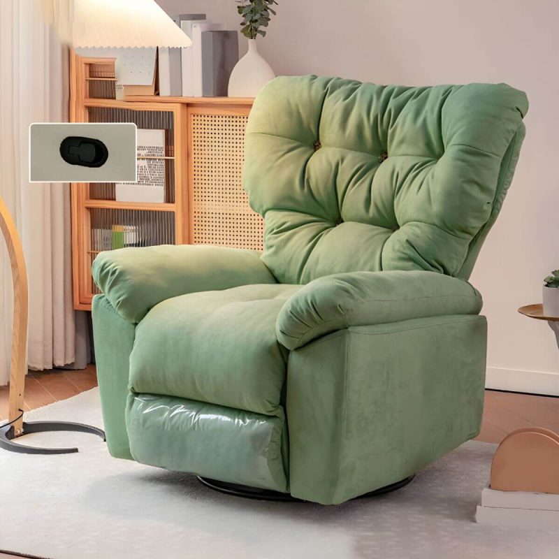 "Faux Leather Wing Chair Recliner Adjustable Wingback Recliner with Tufted Back - Green Standard (No Motion) Manual - Push Button"