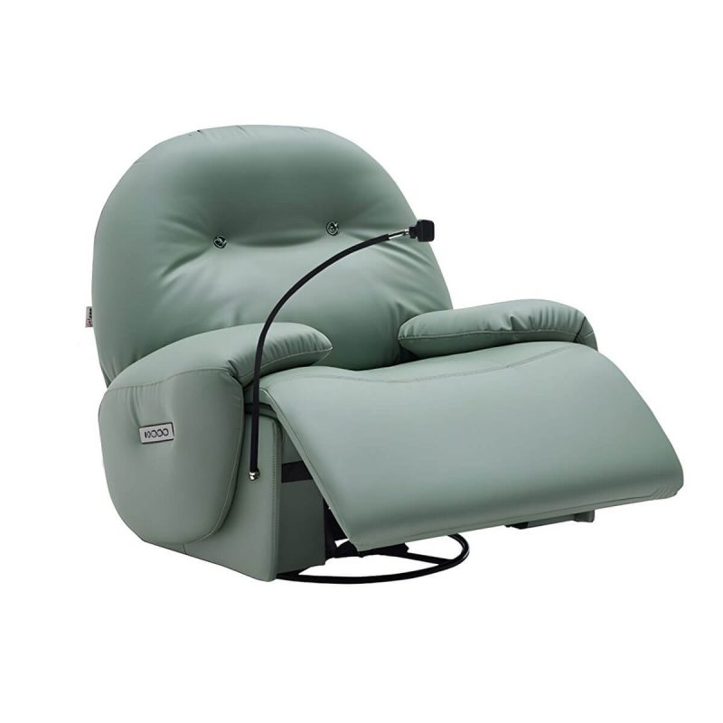 "Faux Leather Standard Recliner Power-Push Botton Massage Recliners with Storage - Green Fixed Rocker"