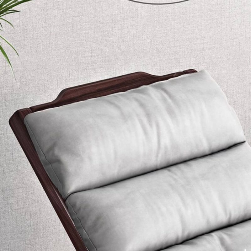 "Light Gray Art Deco Cotton Upholstered Rocking Armchair with Track Arm and Rear Back, Rocking Chair"