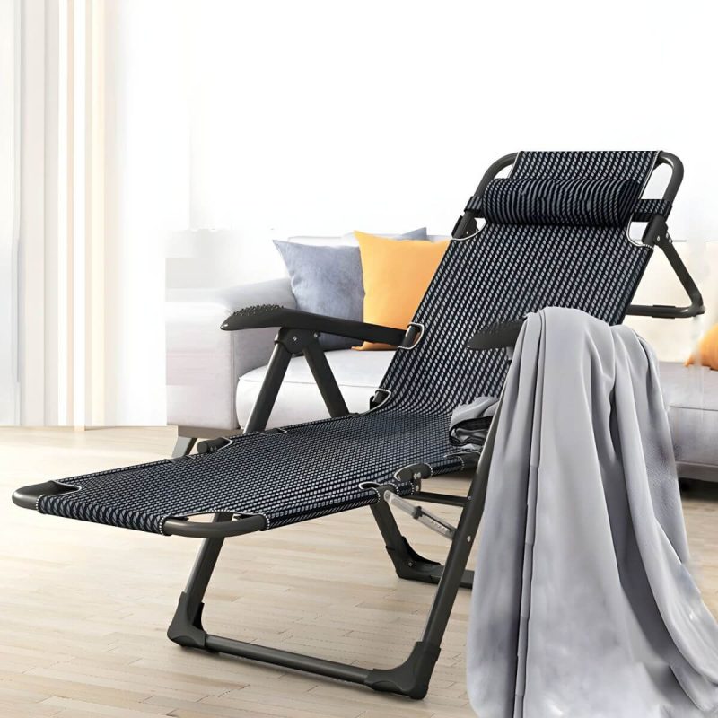 "Small Modern Recliner with Massage Function and Striped Pattern, featuring Metal Legs - Matte Black Not Available Recliner & Knee Pad"