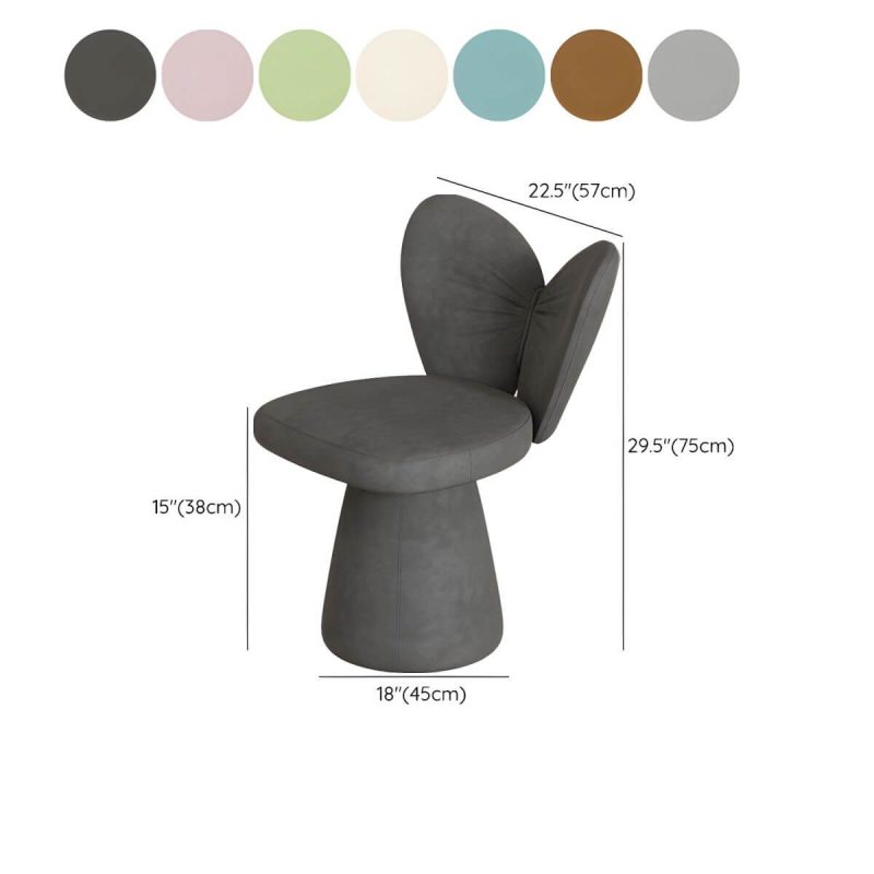 "Dimension of Modern High-Back Upholstered Vanity Stool with Wood frame and Swivel Feature - Dark Gray 1 Piece"
